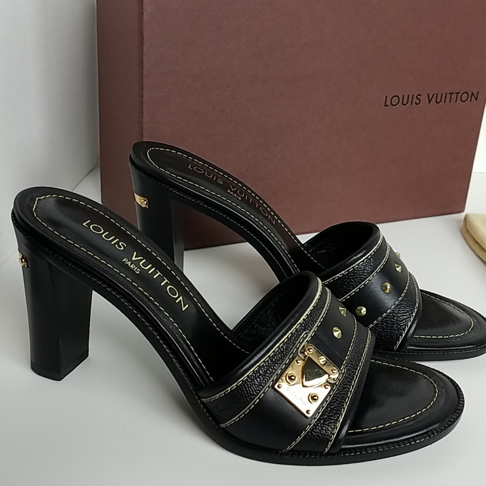 Louis Vuitton  Sandals  Black/Gold Sz 38 - Picture 3 of 8